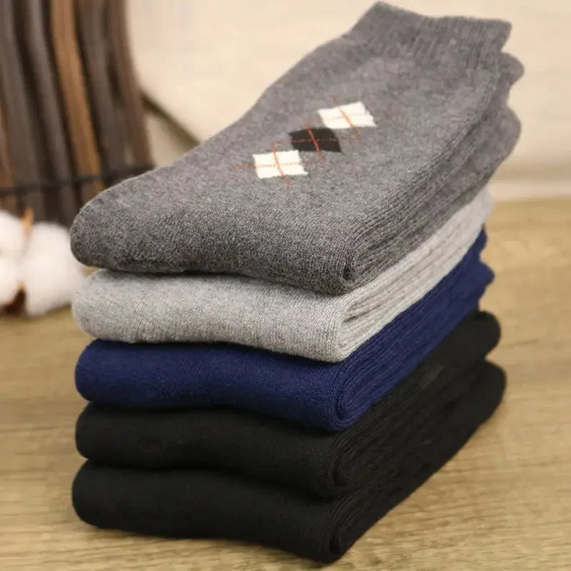 5 Pairs Men Winter Socks Thickened Fleece Terry  Casual Comfortable Calcetines Keep Warm High Quality Long Socks For Men