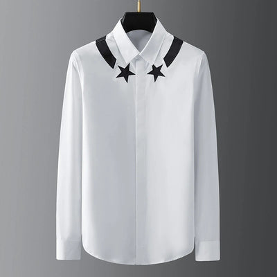 High-end men's shirt printed men's shirt long-sleeved lapel shirt daily outdoor shopping comfortable fabric large size xs-6xl