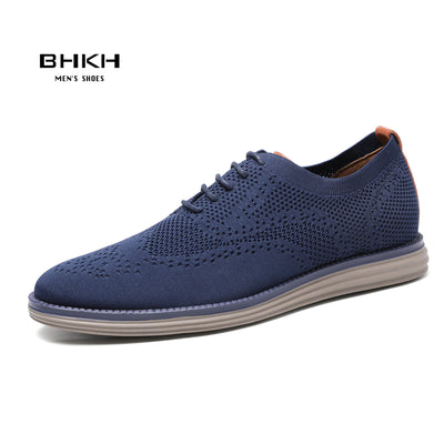BHKH 2025 Breathable Knitted Mesh Casual Shoes Lightweight Smart Casual Shoes Office Work Footwear Men Shoes