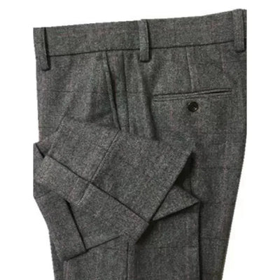 Autumn New Warm Wool Herringbone Casual Pants British Retro Woolen Loose Straight Pants for Men