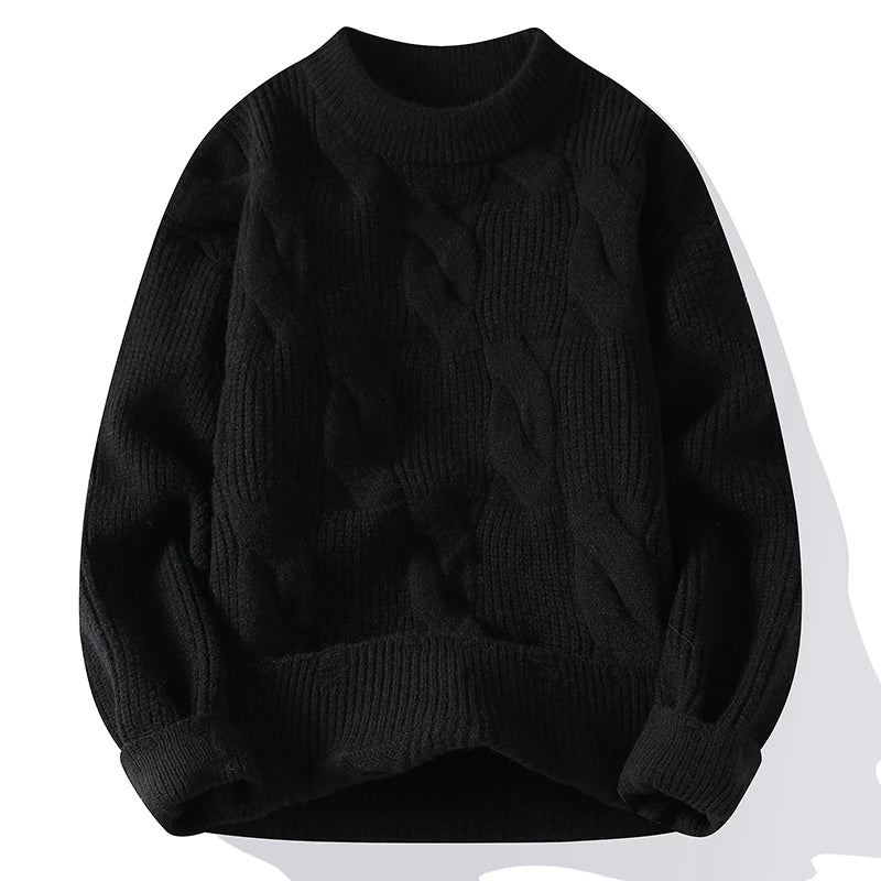 Autumn Winter Men's Loose Casual Sweater Solid Color O-Neck Knitted Pullovers Men Fashion Youthful Vitality Hole Knit Sweaters