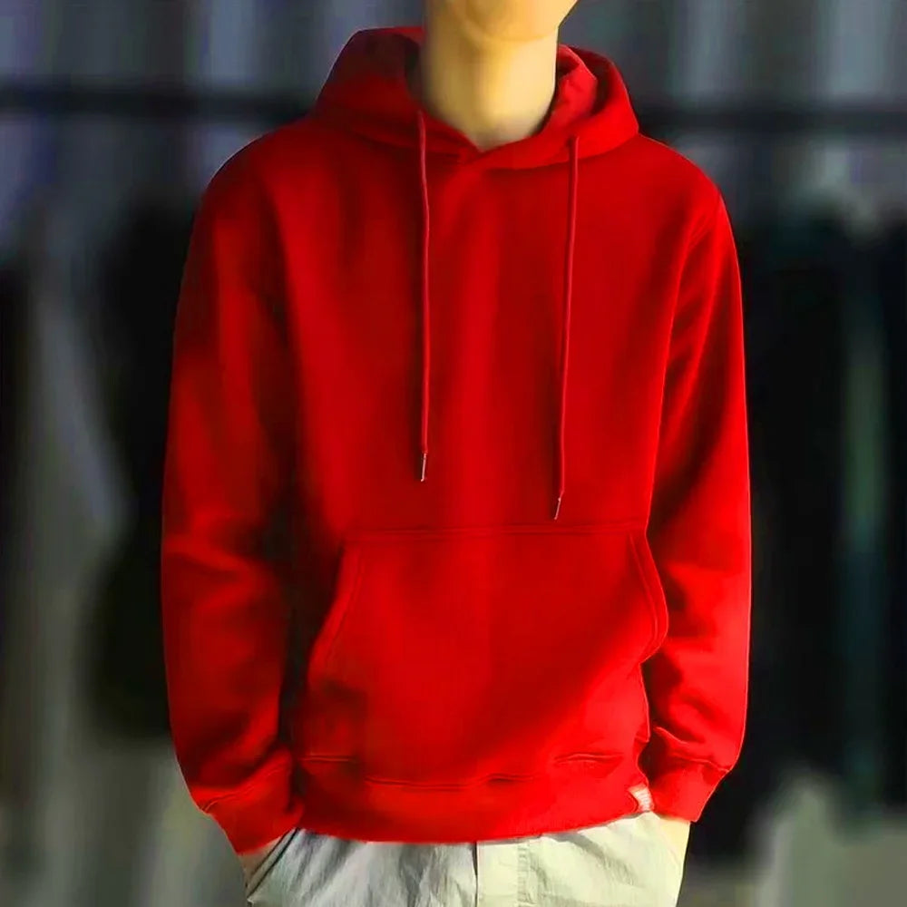 Hoodie Sweatshirts Men Clothes Solid Color Black Gray Pink Blue Fleece Sweatshirt Hip Hop Hoody Male Hooded Sweater Casual Tops