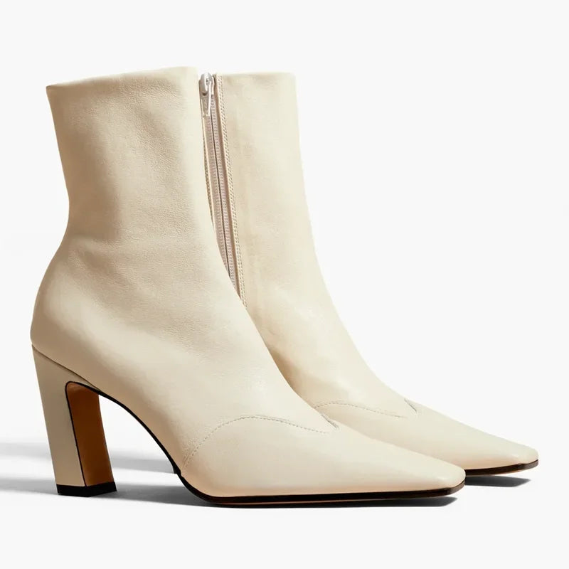 Matte Leather Sewing Snakeskin Ankle Boots Sexy Square Toe Sewing Mixed Colors New Arrivlas Fashion Women Modern Boots