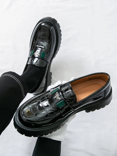 2025 Men's Round Toe Thick Soled Light Luxury Leather Shoes Loafers Non Slip Comfort Fashio Business Office Formal Dress Shoes