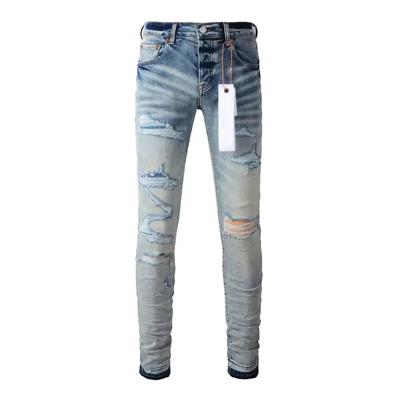 Men Jeans American High Street Pleated Basic Model New Fashion Trend High Quality Jeans