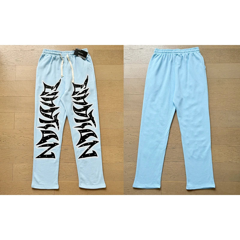 Autumn New Style MIXED EMOTION Zipper Jacket High Quality Colored Hot Diamond Print Windbreaker Casual Trousers Men Women