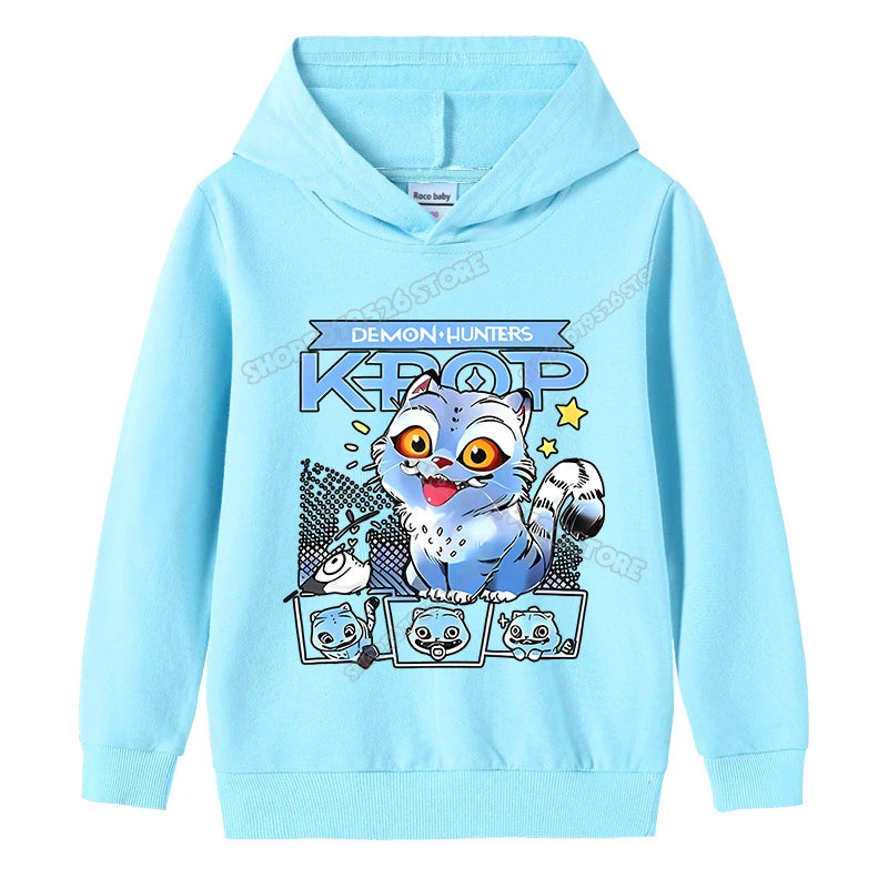 K-pop Demon Hunters Hoodies Girl Thin Hooded Sweatshirt Autumn Tracksuit Hood Sportswear Long Sleeve Pullover Kids Clothing