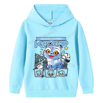 K-pop Demon Hunters Hoodies Girl Thin Hooded Sweatshirt Autumn Tracksuit Hood Sportswear Long Sleeve Pullover Kids Clothing