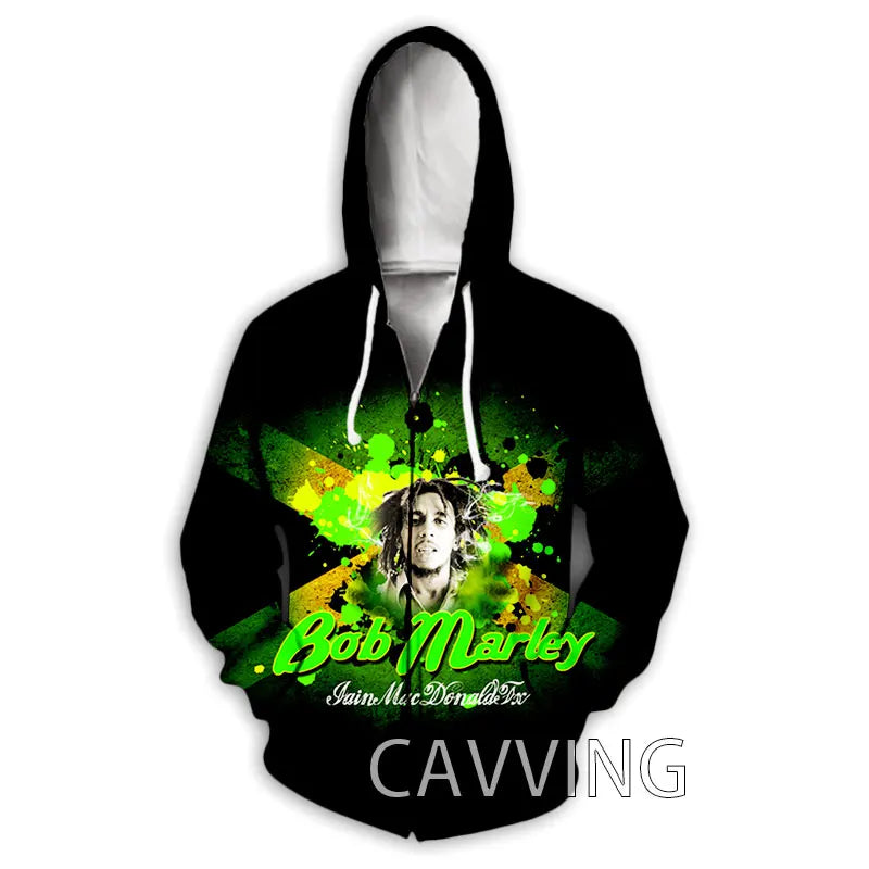 New Fashion 3D Print BOB MARLEY  Zipper Hoodies Zip Up Hooded Sweatshirts Harajuku Hoodie Hip Hop Sweatshirts  H02