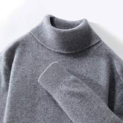 Fall/Winter 12-Needle Flat Lapel 100% Pure Wool Men's Long Sleeve Pullover Knitted Bottoming Shirt Inside