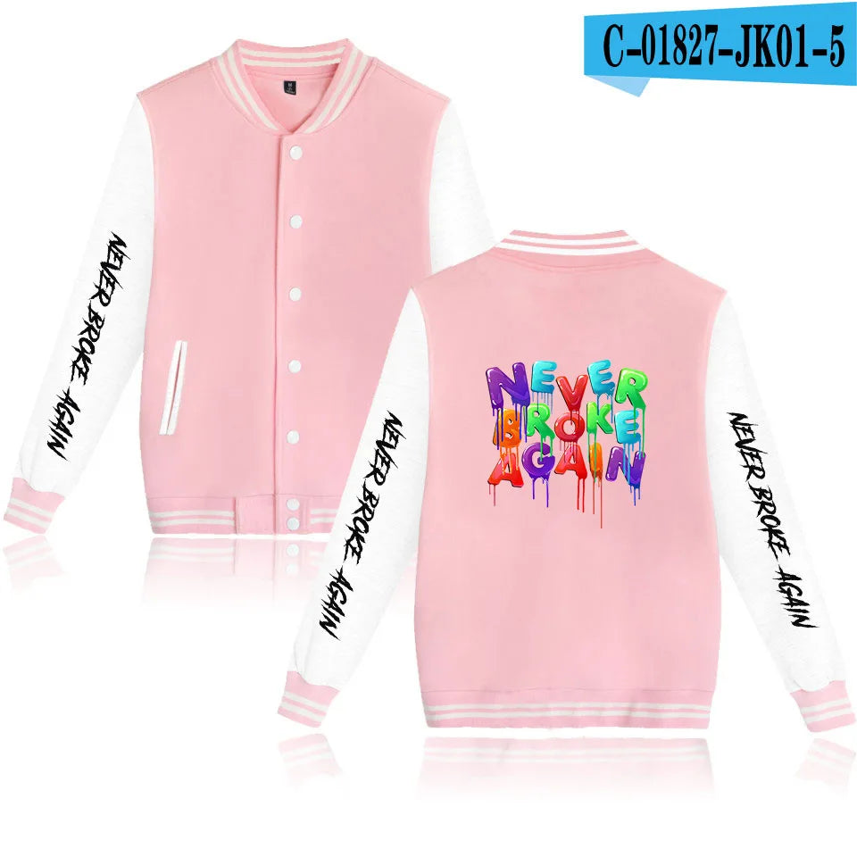 Rapper YoungBoy Never Broke Again Baseball Jacket Men's Hoodie Sweatshirt Boys Girls Harajuku Jackets Streetwear College Coats