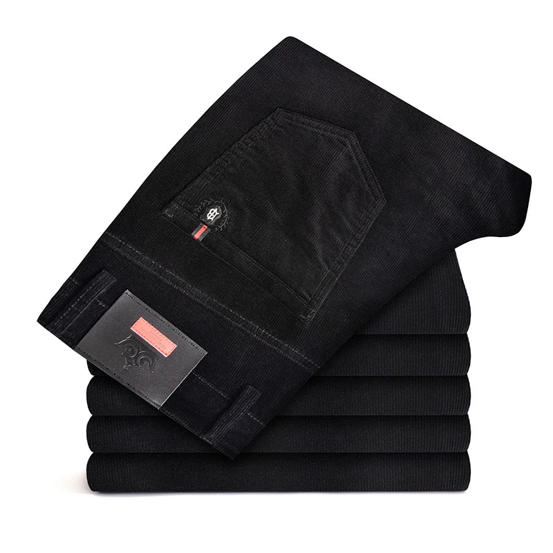 High Quality Corduroy Fabric Men's Business Casual Trousers Autumn Winter Style Small Straight Slim Versatile Cargo Pants