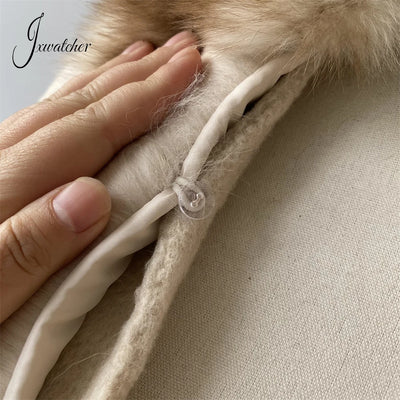 Jxwatcher Women Winter Coat with Real Fur Winter New Style Cashmere Wool Coats Ladies Fashion Luxury Warm Outerwears Female Fall