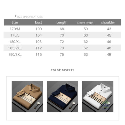 Luxury Embroidery Autumn Winter Men's Long-Sleeved Polo Shirt 100%Cotton Hip-Hop Harajuku Lapel Full-Sleeved polo Tops Male 3XL