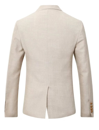 High Quality 3 PCS Beige/Blue Linen Men Suits Single Breasted Slim Fit Blazer Vest Pants Elegant Summer Seabeach Wedding Suits