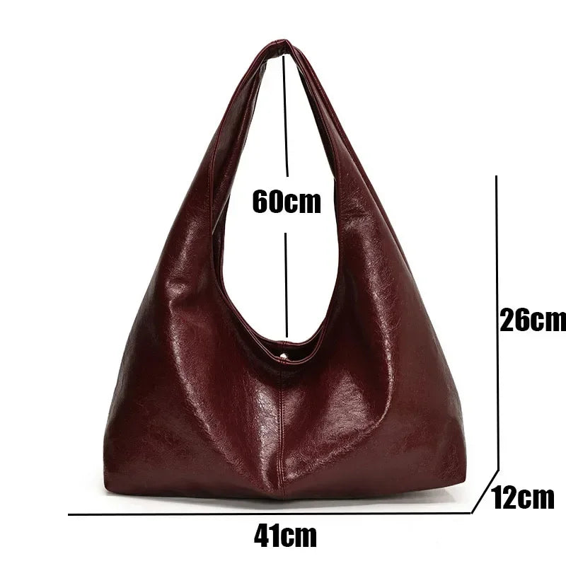 Large Capacity PU Leather Hobo Underarm Bags Autumn Winter Shoulder Bag for Women 2025 New Trend Y2K Handbags and Purses Tote