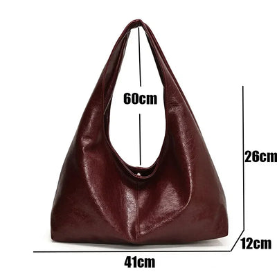 Large Capacity PU Leather Hobo Underarm Bags Autumn Winter Shoulder Bag for Women 2025 New Trend Y2K Handbags and Purses Tote