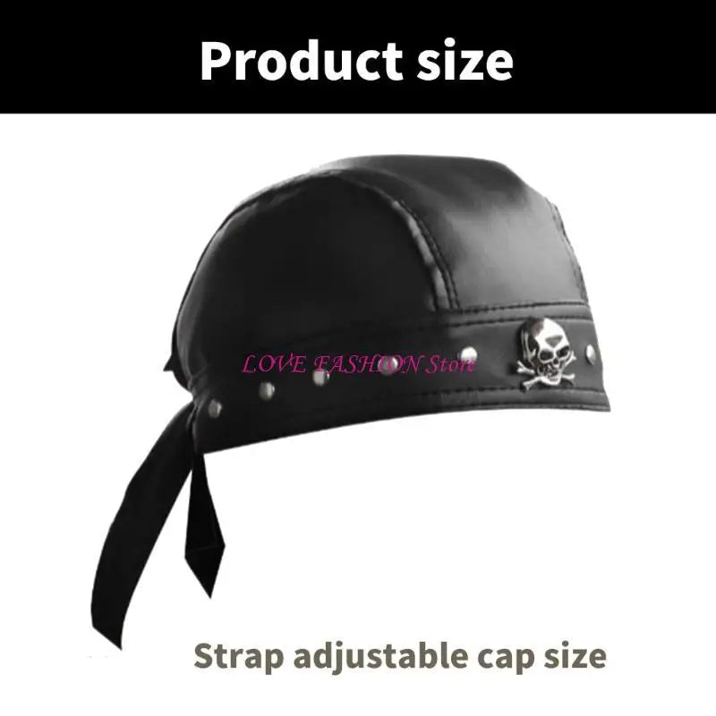 Hip Hop Grunge Photo Props Skull Durag for Dating Photography Cabbie Headwear Rivet Studded Hat Y166