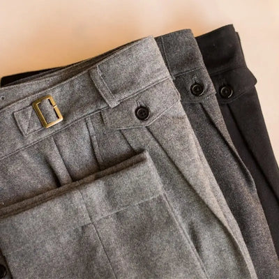 2024 Autumn Winter Men's New Loose Wool Cashmere Straight Pants Men High Waist Suit Trousers Male Solid Color Casual Pants F357