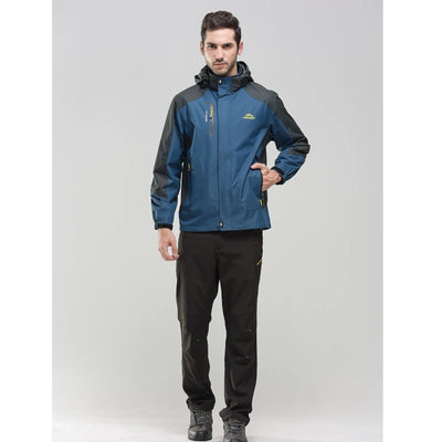 Outdoor Hiking Jacket and Pants Sets Men Autumn Thermal Waterproof Windproof Hooded Jackets Trip Mountain Camping Clothes