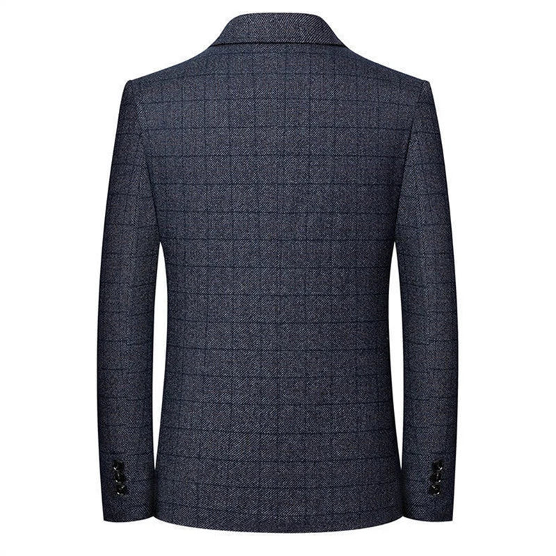 Spring Autumn Men's Plaid Blazers Smart Casual Formal Suits Jackets Coat Men Fashion Slim Fit Turn Down Collar Blazers Outerwear