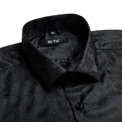 Jacquard Silk Mens Shirts Pink Blue Red Green Gold Long Sleeve Single Breasted Lapel Shirt Blouse Outerwear Wedding Business