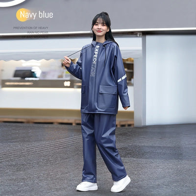 1 Set Split raincoat rain pants suit Full body rainstorm proof take away waterproof suit Reflective motorcycle raincoat suit