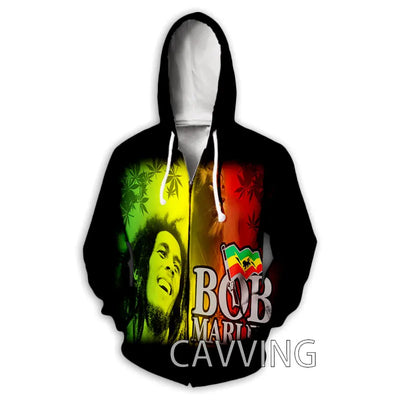 New Fashion 3D Print BOB MARLEY  Zipper Hoodies Zip Up Hooded Sweatshirts Harajuku Hoodie Hip Hop Sweatshirts  H02