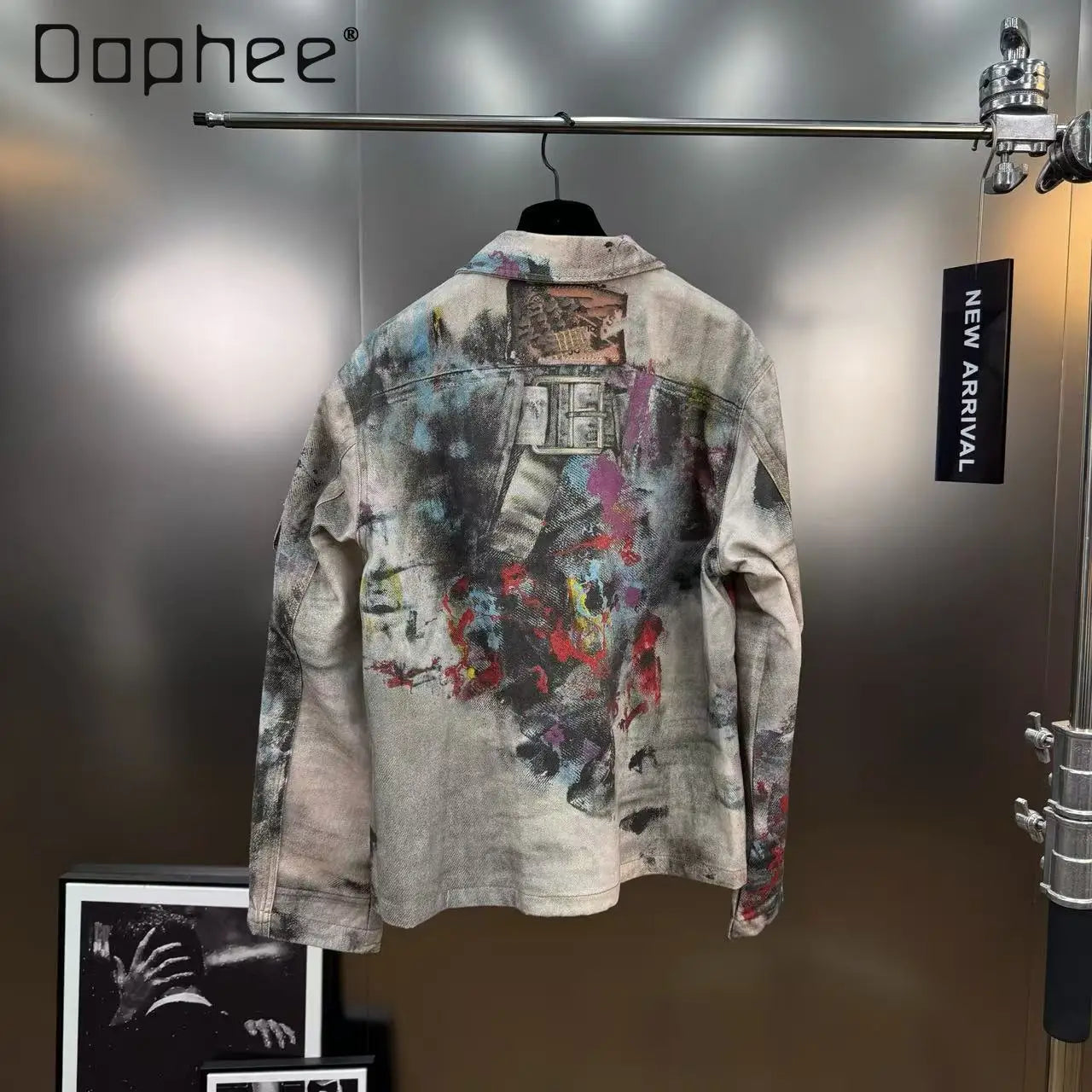 2025 Autumn Retro Style Painted Graffiti Print Loose Jacket Cargo Pants Two-Piece Set Women American Street Fashion Denim Suit