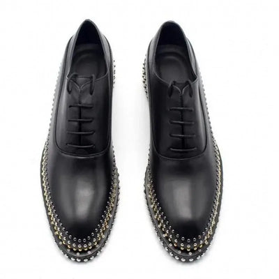 Handmade Rivets Brogue Shoes Wedding Dress Shoe Cow Genuine leather Men Oxfords  Plus Size 38-45