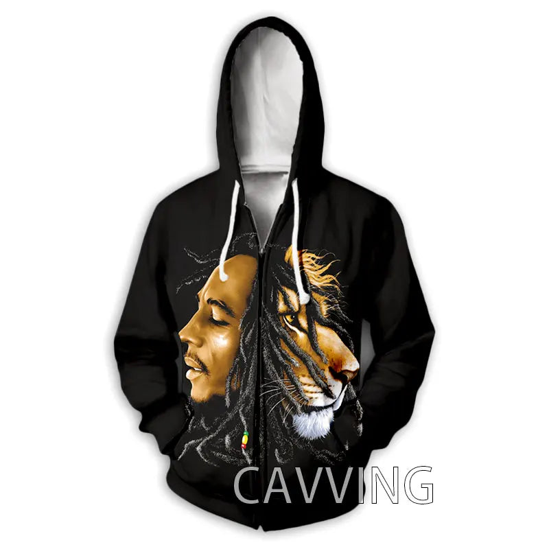 New Fashion 3D Print BOB MARLEY  Zipper Hoodies Zip Up Hooded Sweatshirts Harajuku Hoodie Hip Hop Sweatshirts  H02