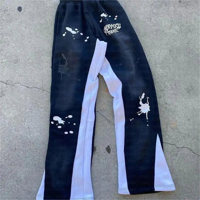 Y2K Streetwear Sweatpants Men Women Harajuku Hip Hop Letter Pattern Print Casual Pants Black Drawstring Trousers