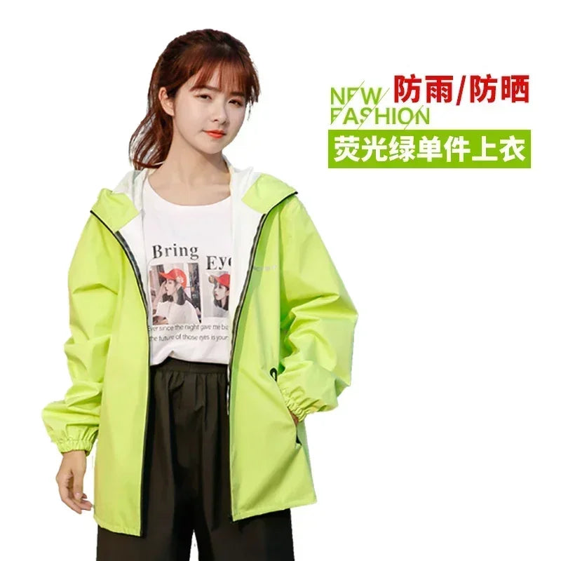 Summer Ultra Thin Raincoat Suit Waterproof Men's Women's Motorcycle Rain Coat Fishing Hiking Rainwaer Travel Outdoor Rain Gear