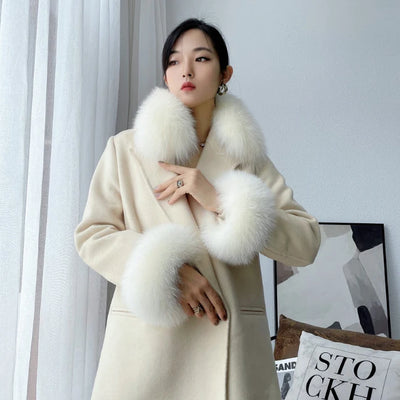 Real Fur Collar and Cuff Set Decor Women Winter Fox Fur Scarf Neck Warm Furry Natural Fur Cuffs Thick Fur Shawl Sleeves Scarves