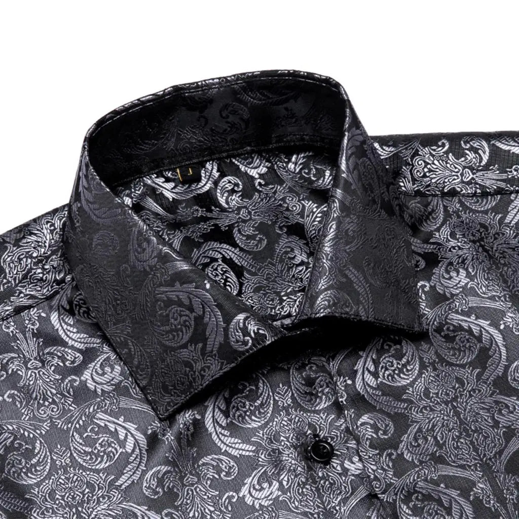 Jacquard Silk Mens Shirts Pink Blue Red Green Gold Long Sleeve Single Breasted Lapel Shirt Blouse Outerwear Wedding Business