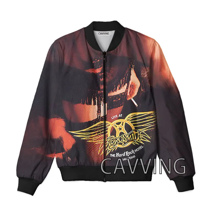 New Fashion Women/Men's 3D Print  Aerosmith Band  Zipper Bomber Jackets Men Overcoat Mens Coat Zip Up Jackets  01