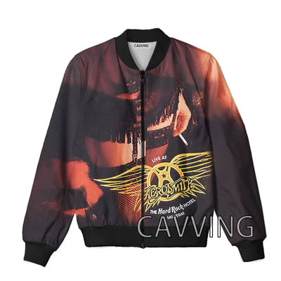 New Fashion Women/Men's 3D Print  Aerosmith Band  Zipper Bomber Jackets Men Overcoat Mens Coat Zip Up Jackets  01