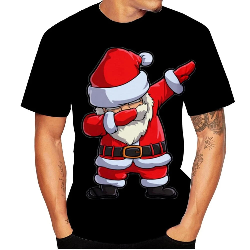 Christmas Tree Snowflake 3D Print T-Shirts Men Women Fashion Cosplay Oversized Short Sleeve T Shirt Male Tees Tops Man Clothing