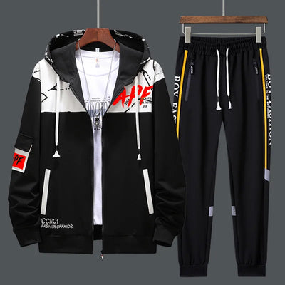Men Tracksuit Sweat Suits Mens Patchwork 2 Piece Hoodie+Pants Set Hip Sweatpants Hop Fashion Streetwear Sports Clothing Set 4XL