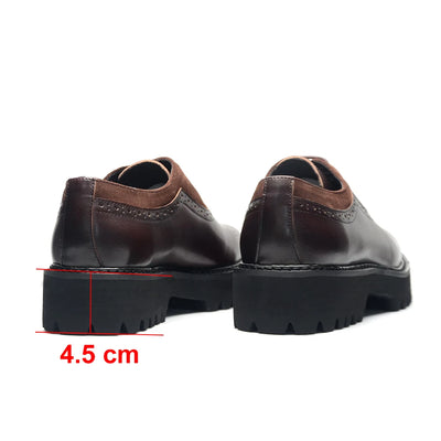 Soft Chunky Black Sole Men Oxford Dress Sneakers Genuine Leather Brogue Suede Casual Business Elevator Shoes Lace-up Modern Man