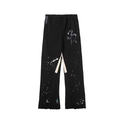 Luxury Cotton Graffiti Patchwork Casual Pants Mens 2024 New Brand Clothes Women Retro High Street Sweatpants Graphic Trousers