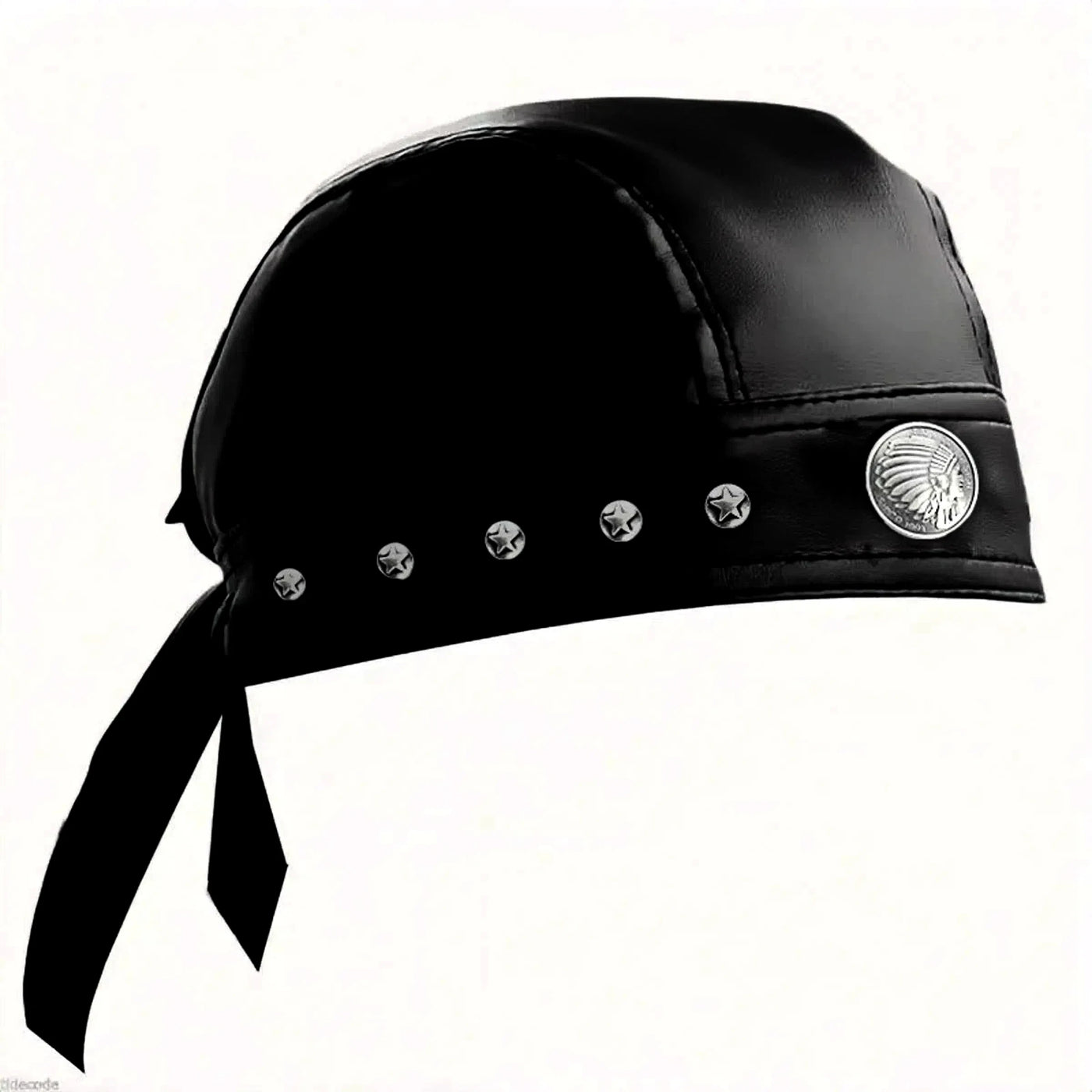 Black Leather Skull Bandana Motorcycle Helmet – Edgy Halloween Gift for Urban Biker Cosplay