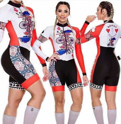2025 Pro Team Triathlon Suit Women's Cycling Jersey Skinsuit Jumpsuit Maillot Cycling Ropa ciclismo long sleeve set gel
