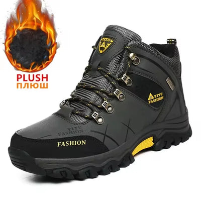 Brand Men Winter Snow Boots Waterproof Leather Sneakers Super Warm Men's Boots Outdoor Male Hiking Boots Work Shoes Size 39-47