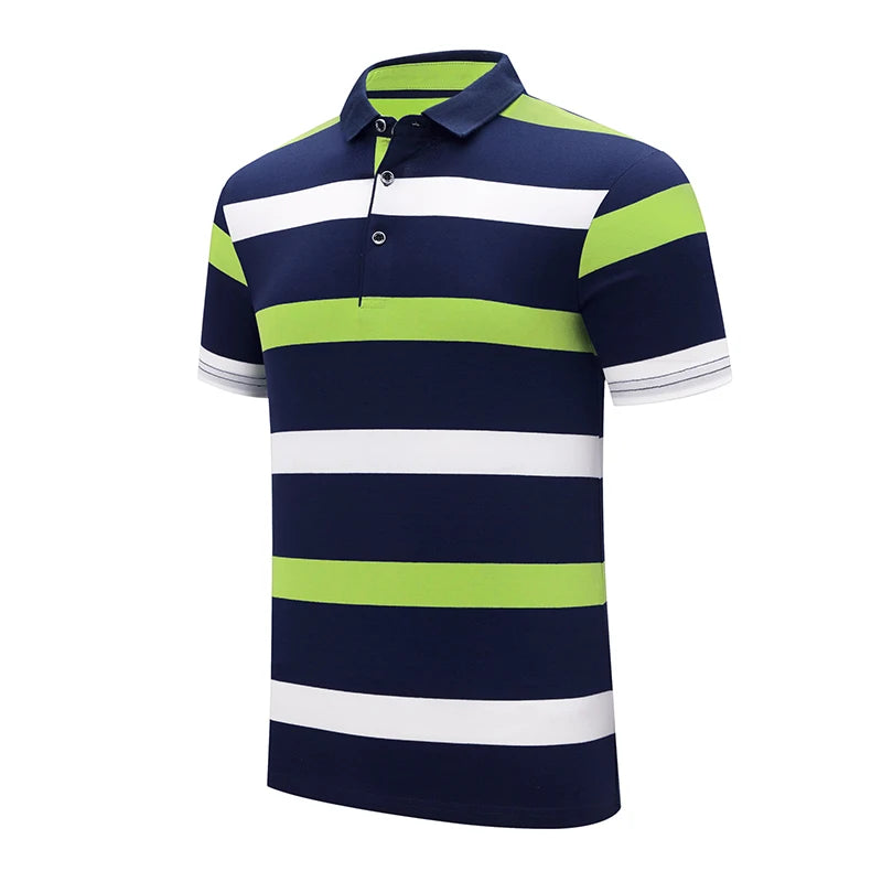 New Summer Men Classic Striped Polo Mens Cotton Short-Sleeved Embroidered Business Casual Hot Polo Shirt Male Dropshipping