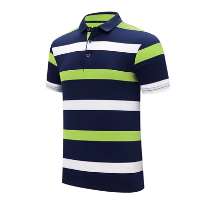 New Summer Men Classic Striped Polo Mens Cotton Short-Sleeved Embroidered Business Casual Hot Polo Shirt Male Dropshipping