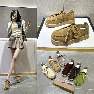 AIYUQI Genuine Leather Women's Shoes 2025 New Flat Non-slip  Derby Female Shoes Large size Lace-up Loafers For Women