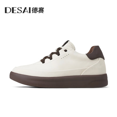 Desai shoes men's leather shoes men's 2025 new men's shoes casual shoes with light soft sole small white shoes men