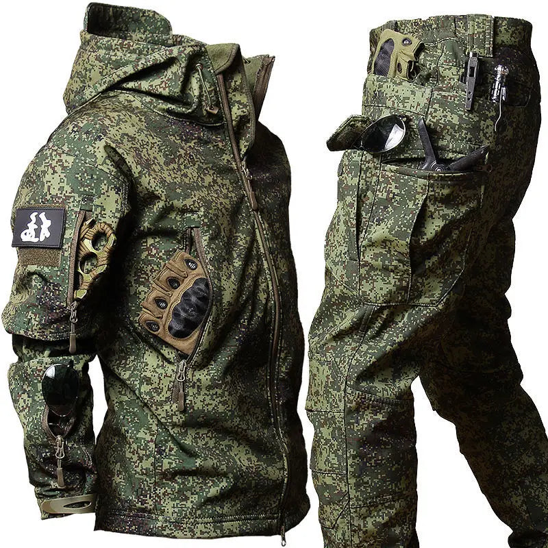 5XL 6XL Low Price Sale of Men's Outdoor New Soft Shell Waterproof and Cut Resistant Thick Wool Fleece Multi Pocket Tactical Set