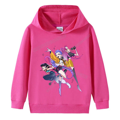 K-pop Demon Hunters Hoodies Girl Thin Hooded Sweatshirt Autumn Tracksuit Hood Sportswear Long Sleeve Pullover Kids Clothing